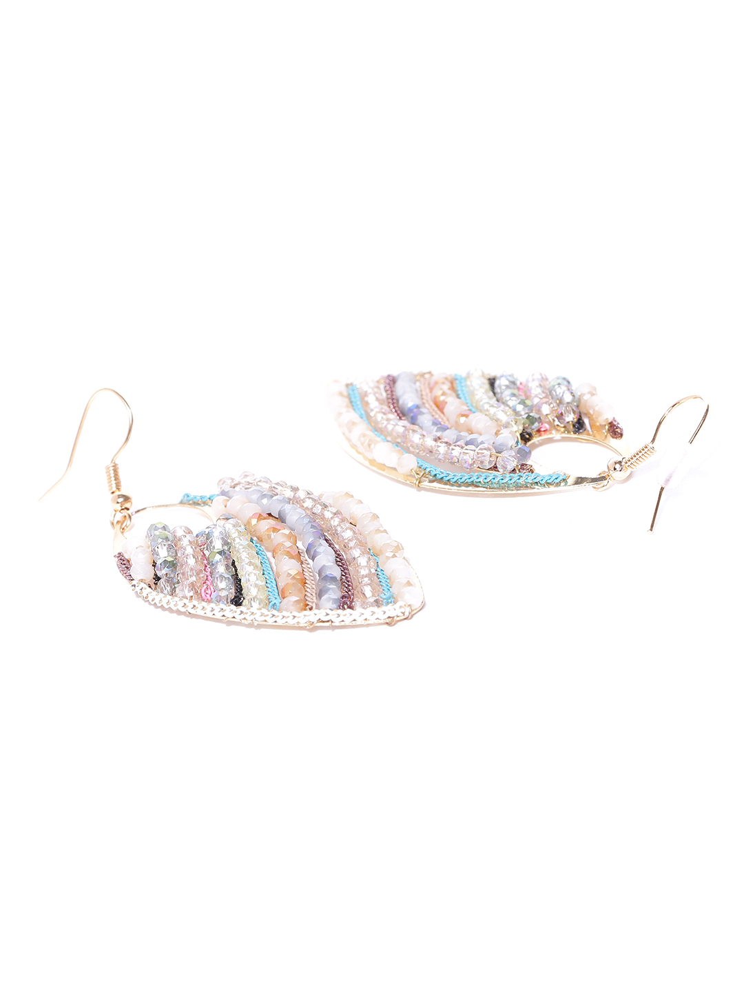 YouBella Multicoloured Gold-Plated Beaded Teardrop Shaped Drop Earrings